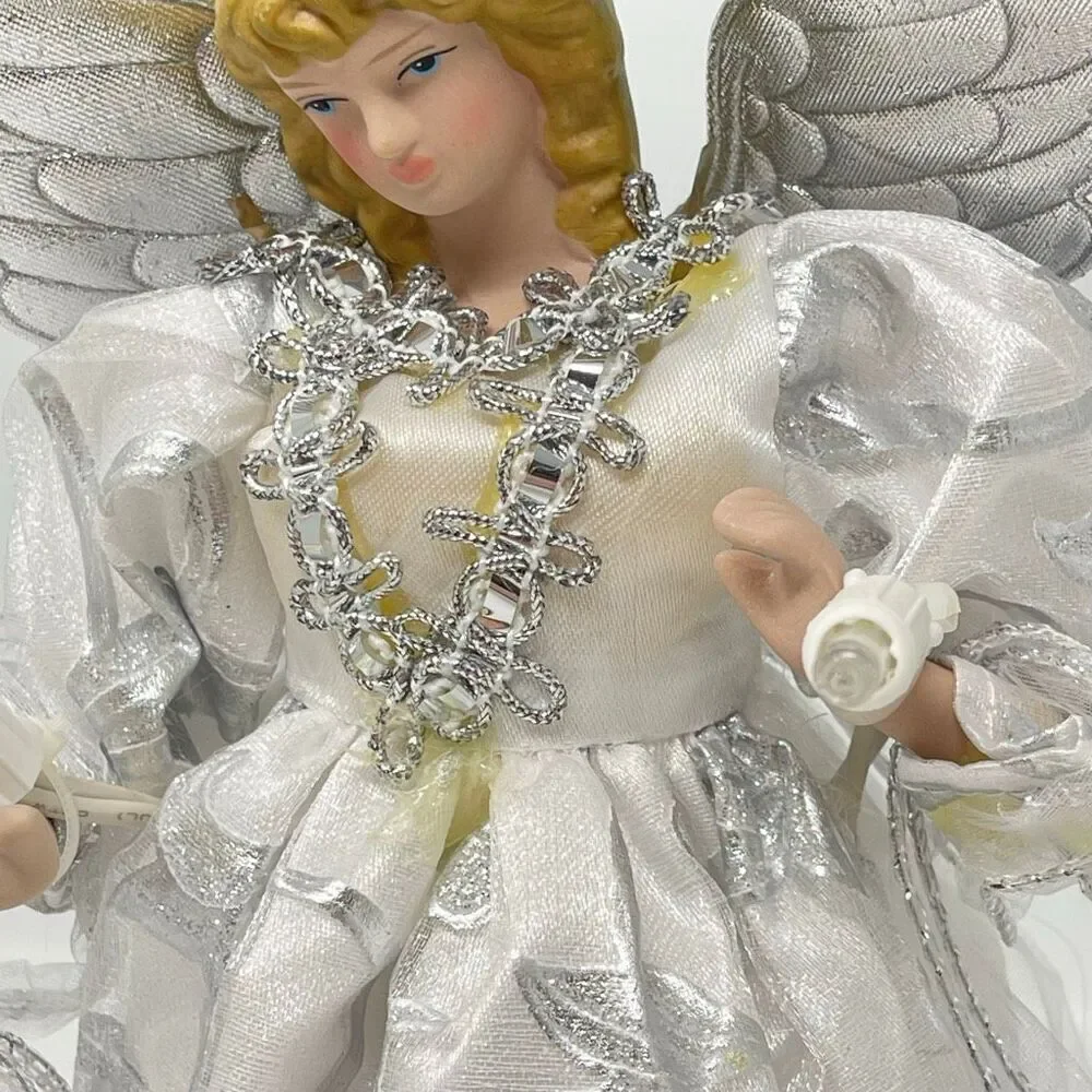 Ashland Christmas Lighted Corded Angel Tree Topper White Silver Decoration